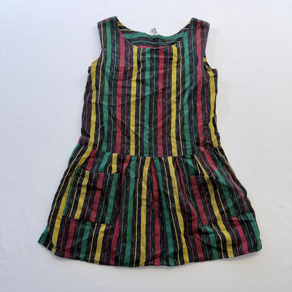 Guatemala 100% Cotton Woven Stripe Jumper Girls Dress Medium Handmade Folk Boho